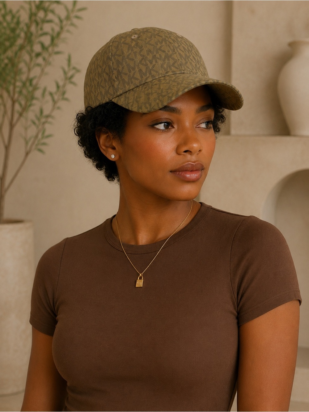 Monogram Baseball Cap in Olive Green